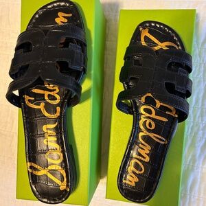 Sam Edelman Black Croc Print Sandal